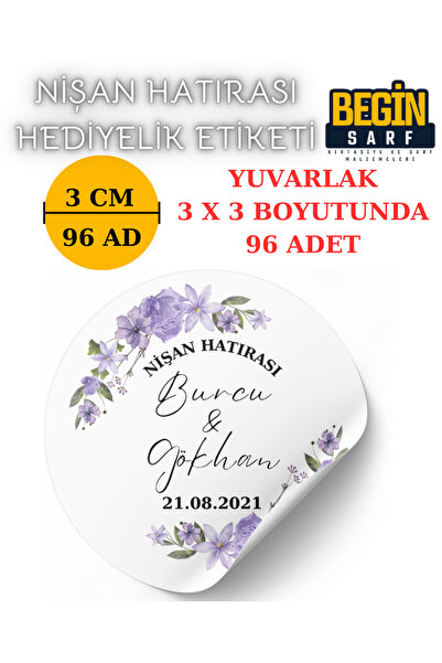 BEGİNSARF Kişiye Özel Nişan Nikah Düğün Kına Hatıra Etiketi 3 CM 4 CM 5 CM 6 ...