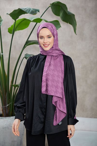 İpekhan Neo Houndstooth Patterned Silky Jacquard Violet 9010-21