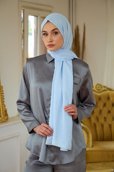 İpekhan Baby Blue 9016-21 - Șal jacquard mătăsos din colecția Summer Sparkle