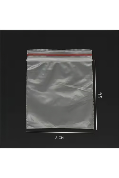 HG Tedarik 100 Adet 8X10 Cm Şeffaf Kilitli Poşet, Kına Çerez Kuruyemiş Poşeti, Kilitli Torba