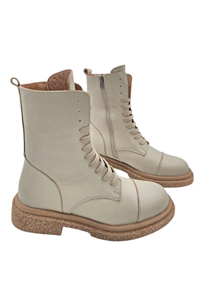 aayak&kabımofficial Hakiki Deri Kadın Bot - Bağcık, Fermuar ve Keçe Astar Kon...
