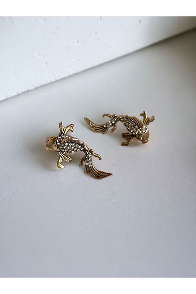 FAYRA ACCESSORIES Crystal Earrings with Fish Figures