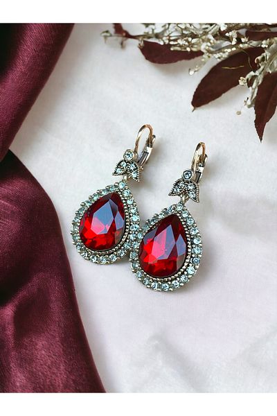 FAYRA ACCESSORIES Water Drop Ruby Earrings