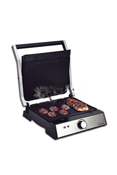 Kivi Home KSM-2448 Inox Çıkarılabilir Plakalı Iz ve Tost Makinesi, Paslanmaz Çelik ,