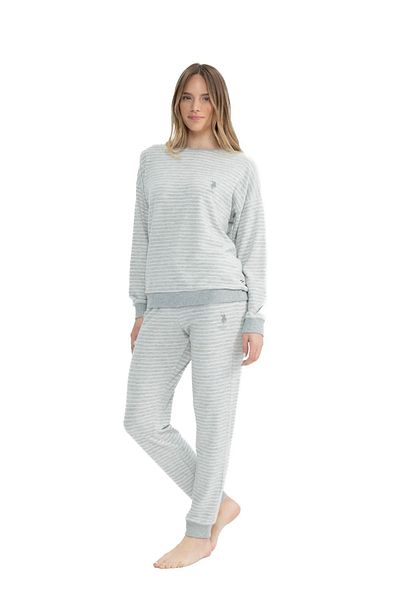 U.S. Polo Assn. Costum de pijama cu mânecă lungă pentru femei, cu licență de POLO SUA, țesătură termică cu textura moale