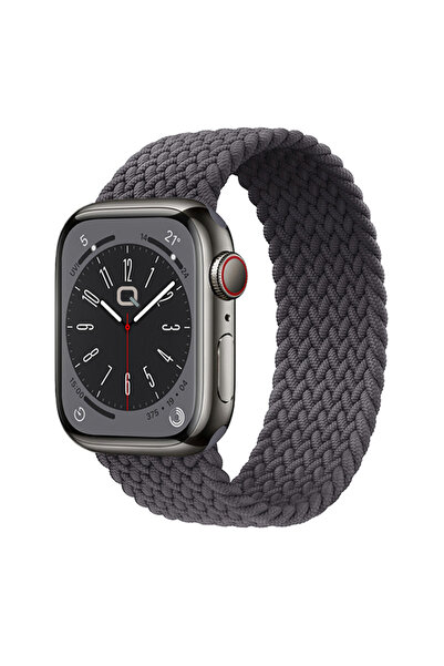 Quse Apple Watch 46mm/45mm/44mm & Series 1-3 42mm ile Uyumlu Örgü Solo Loop K...