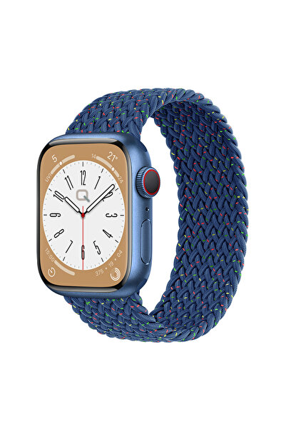 Quse Apple Watch 46mm/45mm/44mm & Series 1-3 42mm ile Uyumlu Örgü Solo Loop K...