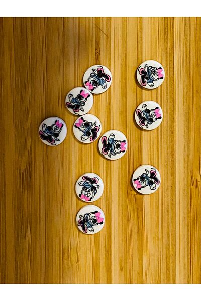 Kartopu Patterned Soft Button 13 mm 10 Pkt. White/Character Pattern.