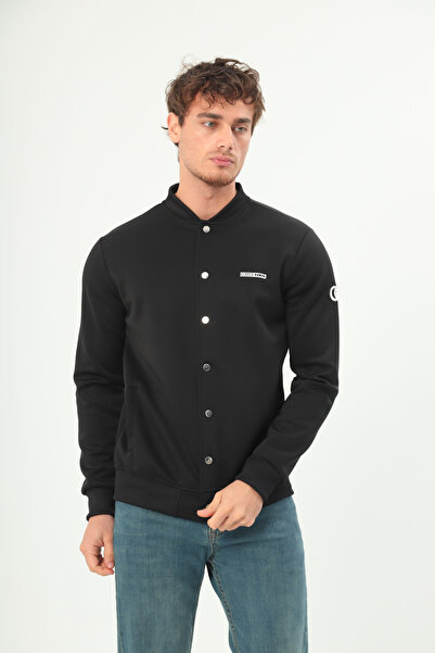 grand coco Homme Erkek Düz Renk Patchwork Düğme Ön Uzun Kollu Harf Baskılı Günlük Ceket