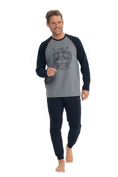 U.S. Polo Assn. ΑΝΔΡΙΚΟ ΣΕΤ ΠΙΤΖΑΜΑ ΜΑΚΡΥΜΑΝΙΚΟ ΜΕ ΛΑΙΜΟΚΟΨΗ ΠΟΛΟ ΣΕ ΣΤΥΛ US POLO LICE KALENDAROS