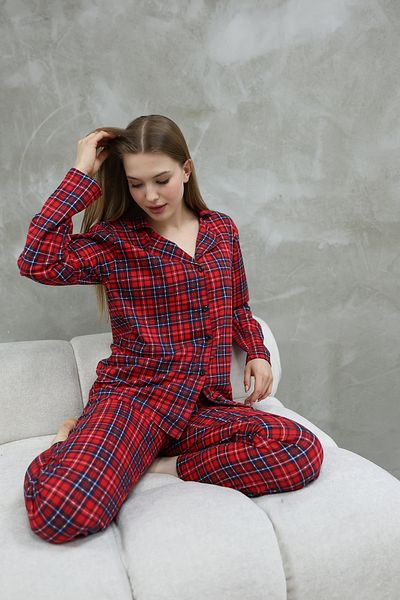 Arvin Pijama Cotton Buttoned Shirt Collar Pajama Set
