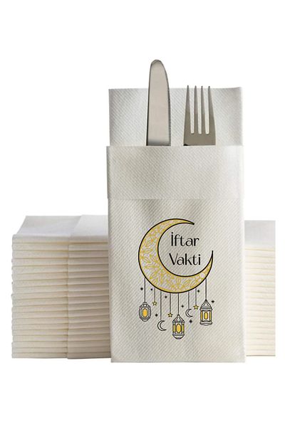 NapkinStore Iftar Time Printed Airlaid Fabric Napkin 12 Pieces