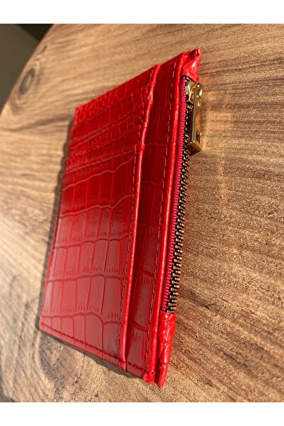 Z&M COLLECTION BAG SHOPPİNG Croco Patterned Women's Red Card Holder Wallet