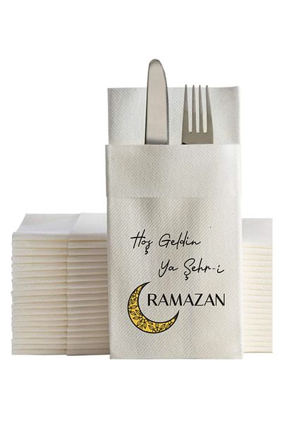 NapkinStore Welcome Ya City Ramadan Printed Airliad Fabric Napkin 12 Pieces