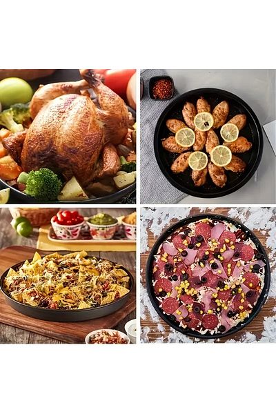 VENON 36 cm Pizza Tray Baking Tray Metal Tray Fireproof Nonstick Cake Mold