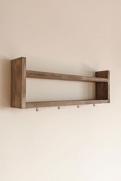 NilaHome Wooden Wooden Kitchen Shelf Cup Hanger Rack Classic Without Warranty 10 cm 50 cm Classic Brown