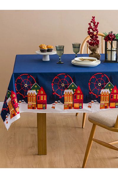 LC Waikiki Navy Blue Christmas Themed Tablecloth 150X200 cm