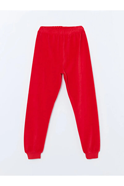 LC Waikiki LCW Kids Kırmızı Yılbaşı Temalı Kadife Kız Çocuk Pijama Takımı