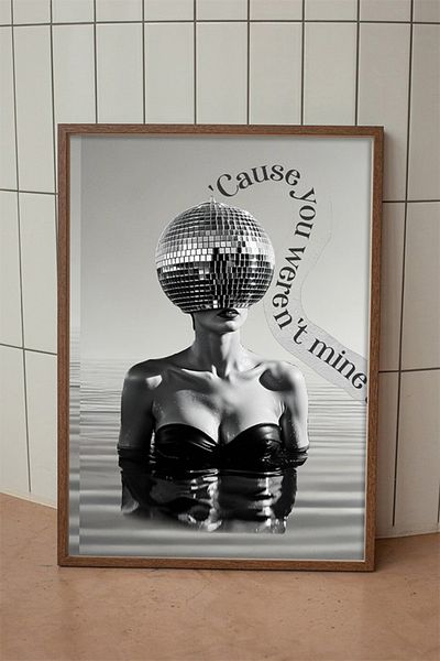 Taranist Αφίσα Disco Ball Disco Ball Girls Μαύρο Λευκό Επειδή δεν ήμουν το Pinterest