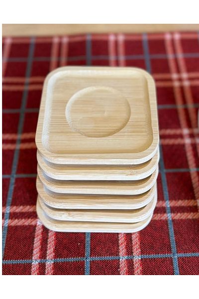 stilsenin34 6 Pieces Bamboo Tea Plate Coaster Square - Cup Coaster - Cup Coaster