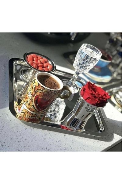 VENON 2 Pcs No Accessories Stainless Steel Square Tea Coffee Presentation Tray Decorative Presentation Serving Tray