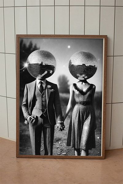 Taranist Αφίσα Disco Ball Lovers Μαύρη Λευκή Ντίσκο Μπάλα