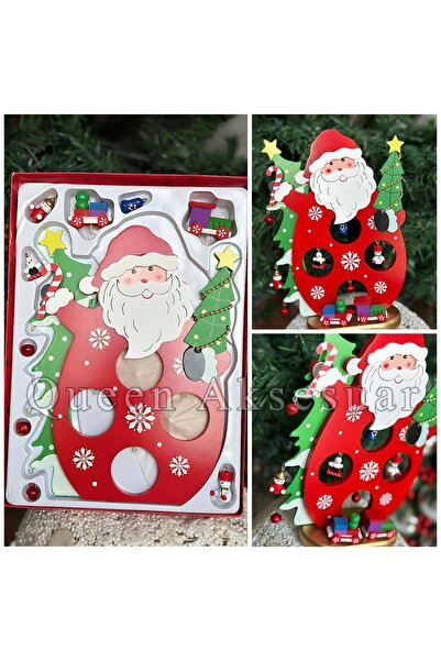 QUEEN AKSESUAR Imported Luxury Wooden Christmas Gift Set DIY Fancy Pine Tree Snowman Santa Claus Handbell Decor Tree