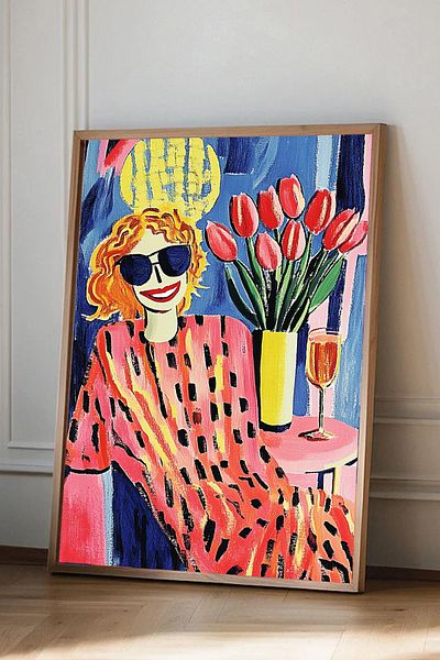 Taranist Poster Happy Crimson Woman Fovism Flower
