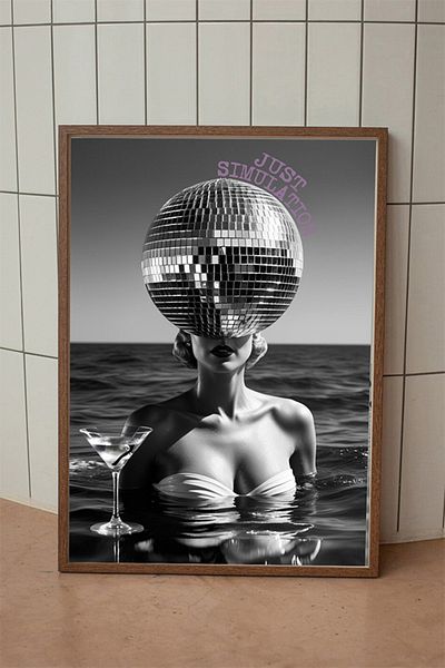Taranist Poster Disco Ball Disco Ball Party Girl Retro Martini