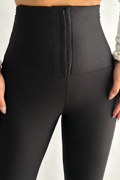 TrendyFashion Γυναικείο μαύρο καλσόν με αγκράφα για ανύψωση μέσης