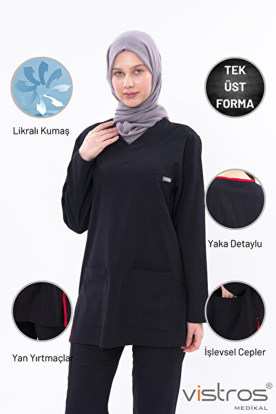 Vistros Medikal Tesettür Lüks Kaliteli Likralı Kadın Medikal Üniforma Doktor ...