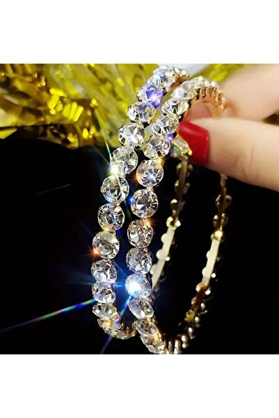 Dgt Luxury أقراط دائرة حجرية لامعة