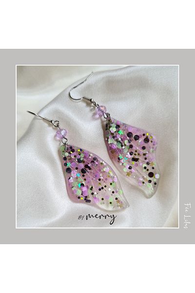 by Merry Fairycore Fairy Earrings - Butterfly and Wing Pattern Resin Earrings