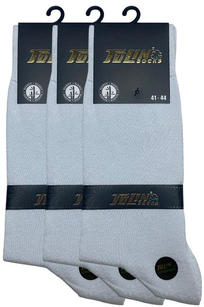 TOLIN Men's 3-Piece White Bamboo Winter Socket Seamless Socks Set 14600