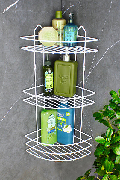 HIMYHOME حامل شامبو أسود معدني ثلاثي لاصق اقتصادي مقاوم للصدأ، منظم زاوية رف ...