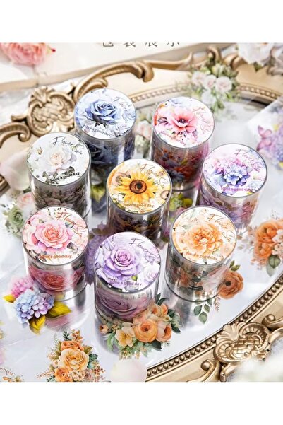 SF SCRAPBOOK KIRTASİYE Scrapbook Washi Journal Flowers Tape Sticker Rulo Pet ...