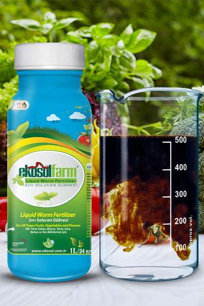 EkosolFarm Organik Sıvı Solucan Gübresi 2 X 1 Litre Konsantre Organik Sıvı Yaprak Gübre