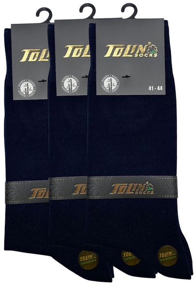 TOLIN Men's 3-Piece Dark Blue Bamboo Winter Socket Seamless Socks Set 14600