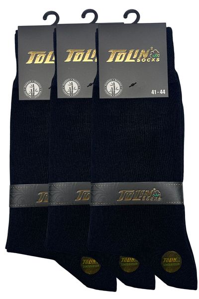 TOLIN Men's 3-Piece Black Bamboo Winter Socket Seamless Socks Set 14600