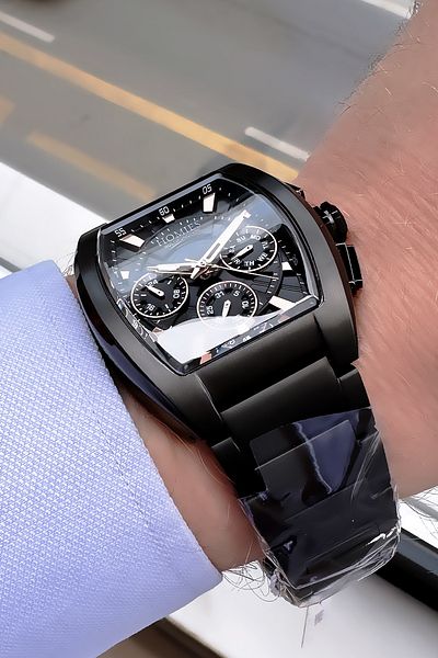 Homies Men's Wrist Watch - Black Color, Steel Band Gift Bracelet Hme2056C4