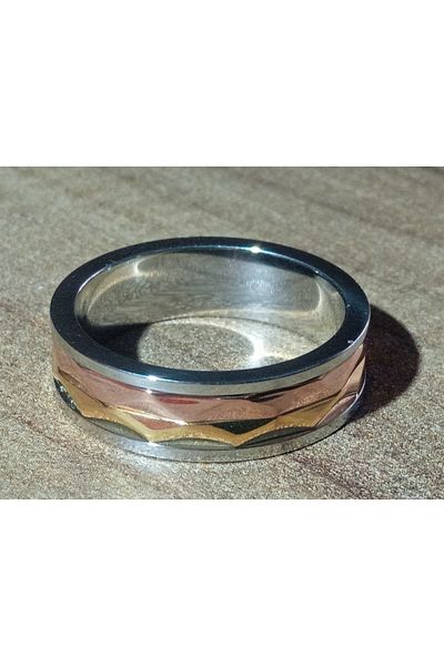 Jadem Gold Unisex Steel Ring with Two Sides Swivel in the Middle