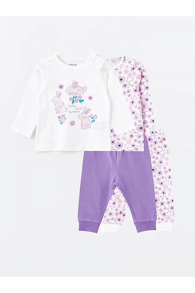 LC Waikiki Lcw Kids White Crew Neck Girls' Sleepwear Suit 2 Pcs