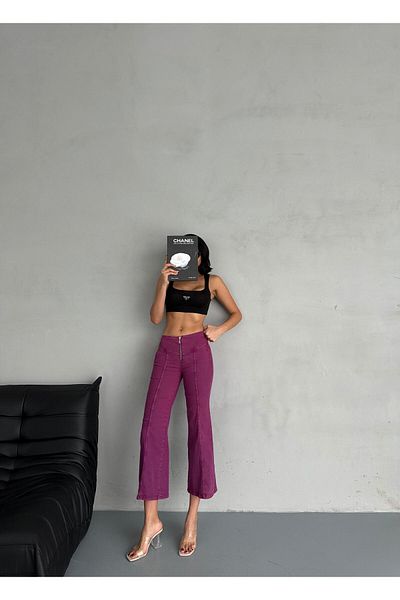 BPF Pantaloni de blugi mov cu cusături evazate