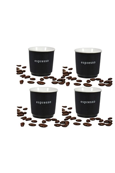 Home Mini Espresso Mug Without Handle New Bone Black White 80ml