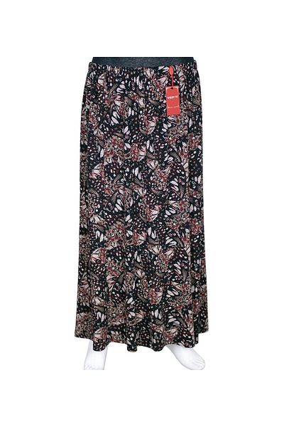HESNA Γυναικεία Ecem Plus Size 8 τεμαχίων Claret Red Leaf Μαύρη εποχιακή φούστα