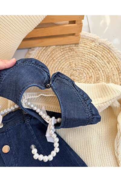 Minigimin Cicileri My Mini's Gentlewomen Tricoturi Guler denim (vârsta 2-10) Set 2 piese pentru fetiță - crem