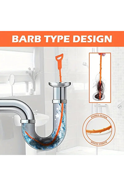 Mucizelerevi 1 Adet Drenaj Borusu Temizleme Aracı Banyo, Lavabo ve Küvet için...