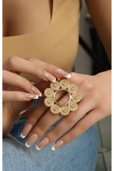 Kuyumcum 14 Ayar Altın Victory Circle Kolye Ucu, Anneye Eşe Sevgiliye Hediye