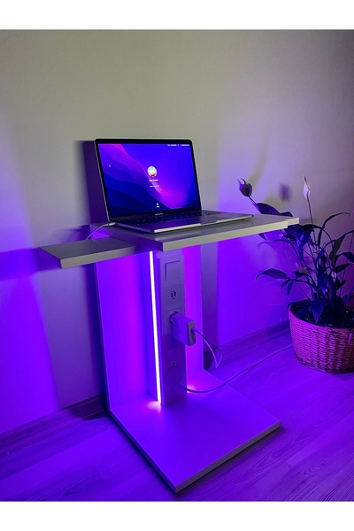 house of prusa IQ Led Sehpa, Yan Sehpa, Laptop Sehpası, C Sehpa, Type-C USB G...