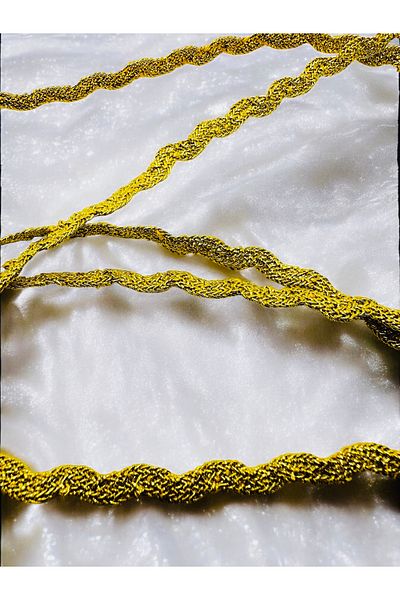 BukiroAtelier 4 Meters Silvery Zigzag Handle Ribbon Decoration Gold Glitter Ribbon